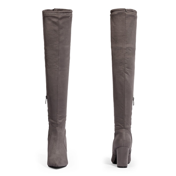 Thigh High Fashion Boots - LIGHT GREY - 4